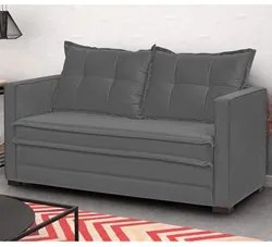 Sofá Cama Casal Articulável 2 Lugares Londres Suede Cinza Escuro - D'M