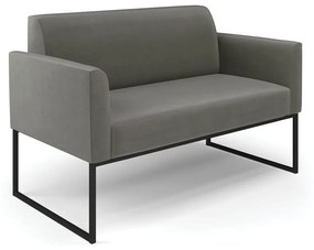 Sofá Namoradeira Base Industrial Preto Marisa Suede Grafite D03 - D'Rossi