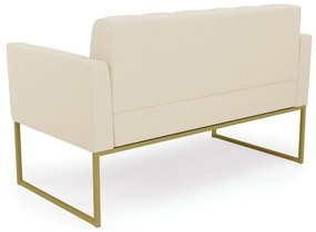 Sofá Namoradeira Elisa Linho Base Metálica Industrial Dourado - D'Rossi - A19 Bege