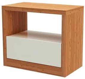 Mesa Cabeceira Kiev 1 Gaveta Freijó com Off White - 57711 Sun House