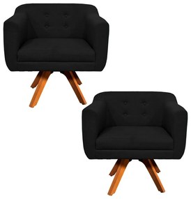 KIT 02 POLTRONAS GIRATORIA JULIA LINHO B - Preto A79