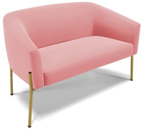 Namoradeira e 2 Poltronas Pé de Ferro Dourado Stella Suede D03 - D'Rossi - Rose