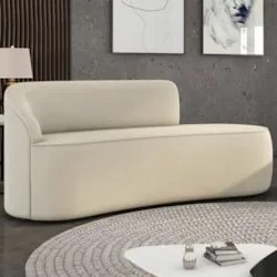 Sofá 3 Lugares Para Sala 180cm Orgânico Wendi Veludo Bege I01  - Mpoze