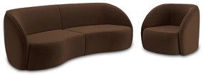 Conjunto Sofá Sala de Estar Bipartido 240cm e Poltrona Clarke Veludo Marrom G45 - Gran Belo