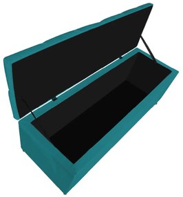 Calçadeira Estofada Liverpool 140 cm Casal Suede Azul Turquesa - ADJ Decor