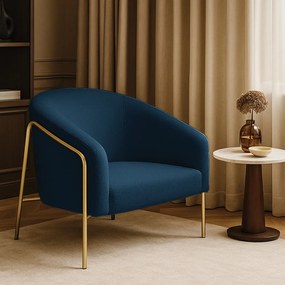 Poltrona Sala Industrial Alta Dourado Stella Bouclê D03 - D'Rossi - Azul