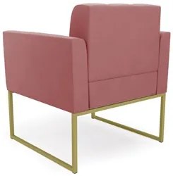 Sofá Namoradeira e 1 Poltrona Base Industrial Dourado Ana Suede Rosê -