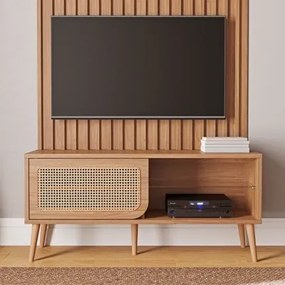 Rack Tela para TV em MDF 135 cm com 1 Porta de Correr Freijó Dalla Costa
