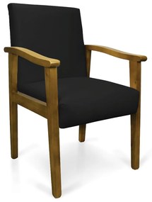 Poltrona Eloisa Veludo Base de Madeira Castanho - Preto