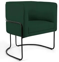 Poltrona Decorativa Base Aço Betina C-117 Linho Verde Musgo - Domi
