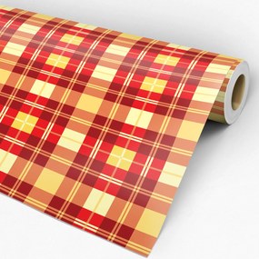Papel de parede adesivo Xadrez Vermelho e Amarelo