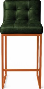 Banqueta Cozinha Alta com Encosto Industrial Bronze Lirina PU C05 - D'Rossi - Verde