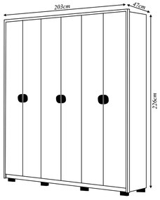 Guarda Roupa Casal Marlin 6 Portas de Bater 4 Gavetas com Nichos MDF Nature/Chumbo G98 - Gran Belo
