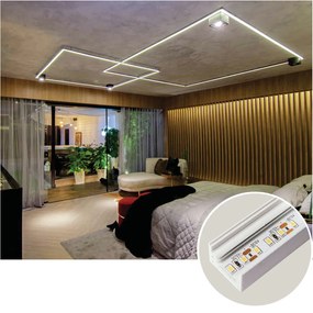 Perfil Sobrepor Para Fita Led Garbo 100Cm 2,3X100X1,7Cm | Usina 30020/... (BT - Branco Texturizado)