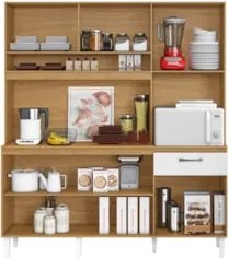 Armário de Cozinha Compacta 160cm Sovira Cinamomo/Branco A15 - Mpozena