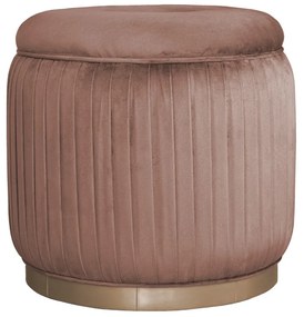 Puff Redondo Drapeado Estofado Nuni - Dourado Soleil - Tecido Veludo Goiaba  Kleiner