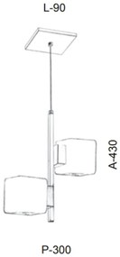 Pendente Duplo Vidro Quadrado 09X43X30Cm Metal E Cubo 01Xg9 |Old Artis... (COBRE FOSCO / COBRE BRILHO, CLEAR (TRANSPARENTE))