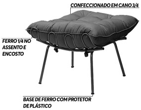 Puff Decorativo Sala de Estar Abel Pés Preto Suede Cinza G41 - Gran Belo