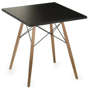 Mesa Eames 70 cm Tampo Quadrado Preto Base Madeira Clara - 28718 Sun House