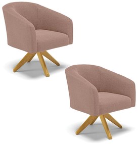 Poltrona Decorativa Giratória MA30 Kit 2 Stella Bouclê D03 - D'Rossi - Rose