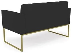 Sofá Namoradeira Base Industrial Dourado Ana Veludo Preto - Ibiza