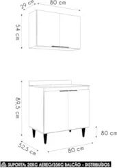 Armário de Cozinha e Balcão Cooktop Pérola Z34 Branco - Mpozenato