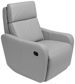 Poltrona Decorativa Reclinável Manual Moroni Couro Cinza G43 - Gran Belo