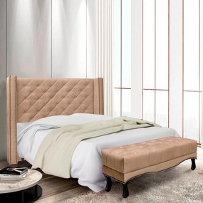 Kit Cabeceira e Recamier Egito SPZ 140cm Suede - ADJ Decor