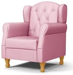 Poltrona de Amamentação Pés Madeira e Puff Letícia Sintético Rosa - Ph