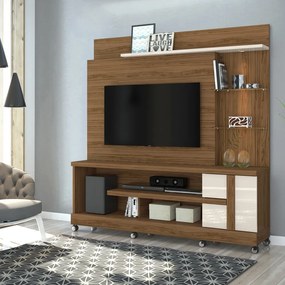 Estante de TV 55 Pol 182cm com Rodízio para Sala Elaris M20 - D'Rossi - Naturale e Off White
