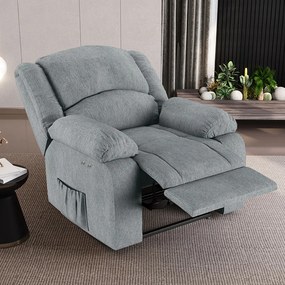 Poltrona do Papai Reclinável Sala de Cinema Madrid Power Touch Massagem USB Linho Cinza G23 - Gran Belo