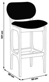 Kit 2 Banquetas Alta Madeira Maciça Soshoku Veludo Preto/Imbuia G42 - Gran Belo