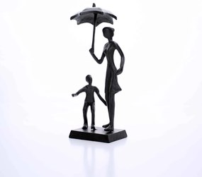 Escultura Decorativa Em Metal Preto Mãe e Filho 22x7,8 Cm - D'Rossi