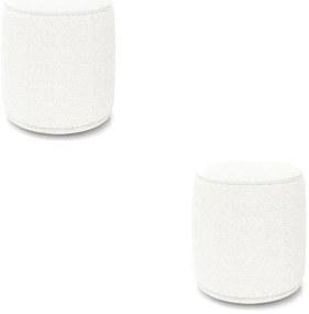 Puff Redondo Orgânico para Sala kit 2 Malu Bouclê M11 - D'Rossi - Off White