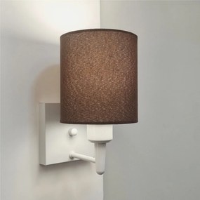 Arandela Quadrada Md-2033 Branco Cúpula em Tecido Cilíndrica Café - Bivolt