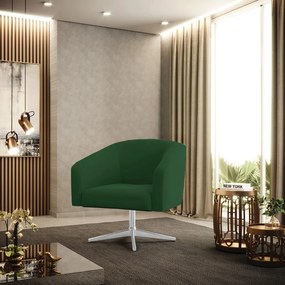 Poltrona Decorativa Giratória Cromada Stella Veludo Verde D03 - D'Rossi