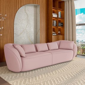 Sofá Bipartido Sala de Estar Diamond 272cm com Almofadas Soltas Veludo Rosê G52 - Gran Belo