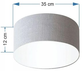 Plafon Cilíndrico Md-3046 Cúpula em Tecido 35x12cm Rústico Cinza - Bivolt