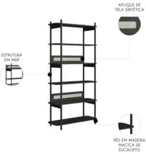 Estante Industrial 6 Prateleiras Pés Madeira Arlo A10 Nero/Preto - Mpo
