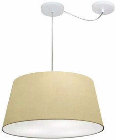 Lustre Pendente Cone Com Desvio Md-4282 Cúpula 21/40x50cm Algodão Crú - Bivolt