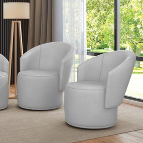 Poltrona Decorativa Orgânica Fixa para Sala Kit 2 Malu Sintético M11 - D'Rossi - Cinza