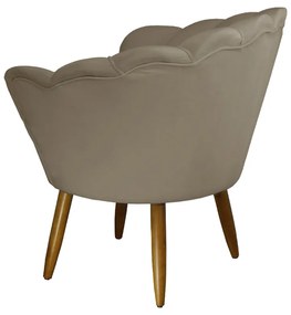 Kit 2 Poltronas Decorativas Pétala Pés Palito Suede Capuccino - Sheep Estofados