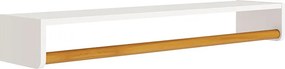 Prateleira Theo com Cabideiro Branco  e Mel - 93cmx20cmx13cm - Prateleira Theo com Cabideiro Branco Fosco e Mel - 93cmx20cmx13cm