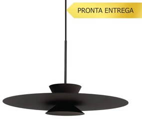 Pendente Tule Ø60X25Cm 1Xmr16 - Usina 25120/60 (PT - Preto Texturizado, Igual a Cor 1)