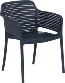 Cadeira Frisk com Braços Azul Navy Empilhável em Polipropileno