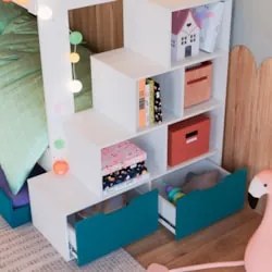 Treliche Infantil Com Escada e Nichos Infix C06 Branco/Azul - Mpozenat
