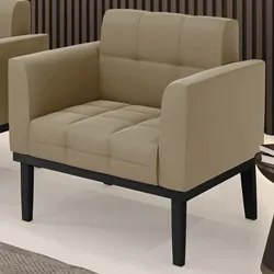 Poltrona Decorativa Base Madeira Preto Ana Suede Marrom RT - Ibiza