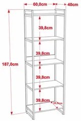 Kit 2 Estantes Livreiro Prisma Estilo Industrial 60cm 5 Prateleiras C0