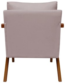 Poltrona Decorativa Amber Base De Madeira Veludo Crepe