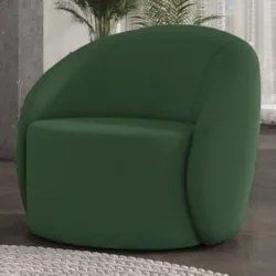 Poltrona Sala Decorativa Redonda 91cm Steve Veludo Verde I01  - Mpozen